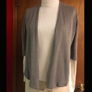 Putty Color Eileen Fisher Short Linen Sweater PS
